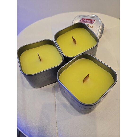 Coleman Pine Scented Citronella Candle Wooden Crackle Wick Lot of 3 New OUTDOOR - Picture 6 of 6